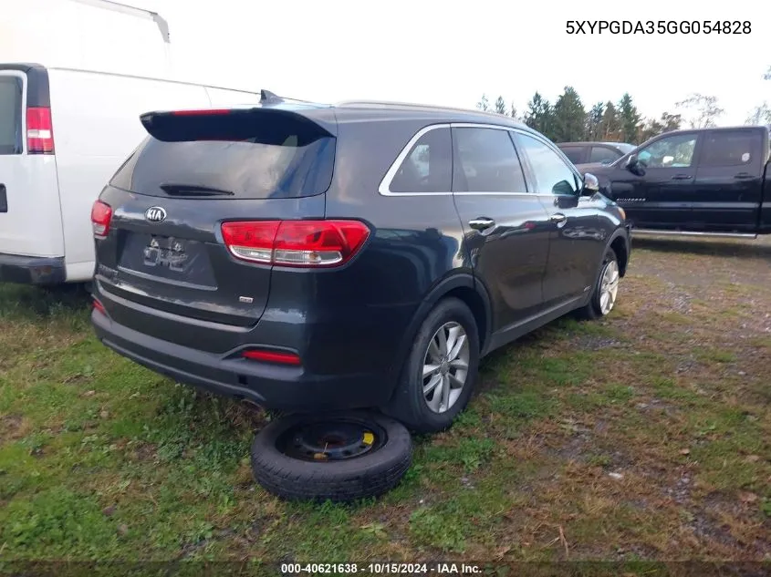 2016 Kia Sorento 2.4L Lx VIN: 5XYPGDA35GG054828 Lot: 40621638