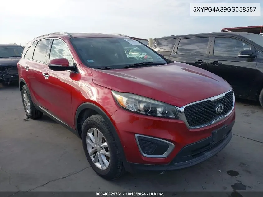 2016 Kia Sorento 2.4L Lx VIN: 5XYPG4A39GG058557 Lot: 40629761