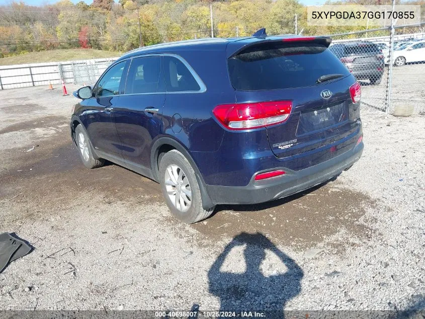 5XYPGDA37GG170855 2016 Kia Sorento 2.4L Lx