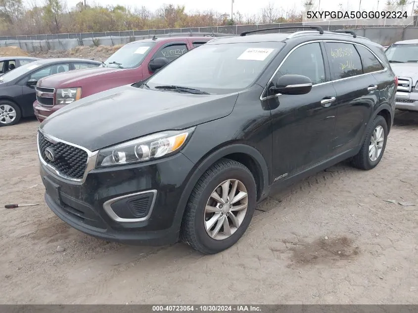 2016 Kia Sorento 3.3L Lx VIN: 5XYPGDA50GG092324 Lot: 40723054