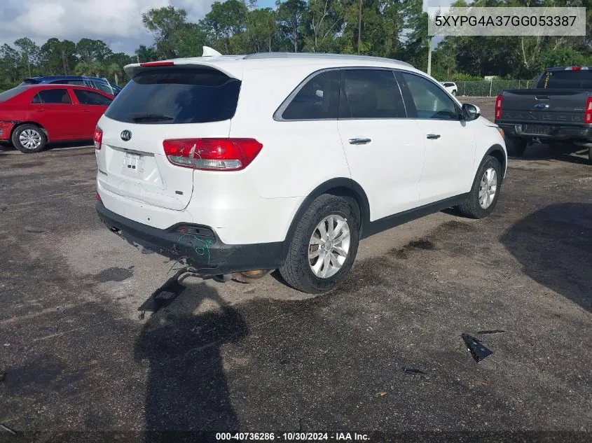 2016 Kia Sorento 2.4L Lx VIN: 5XYPG4A37GG053387 Lot: 40736286