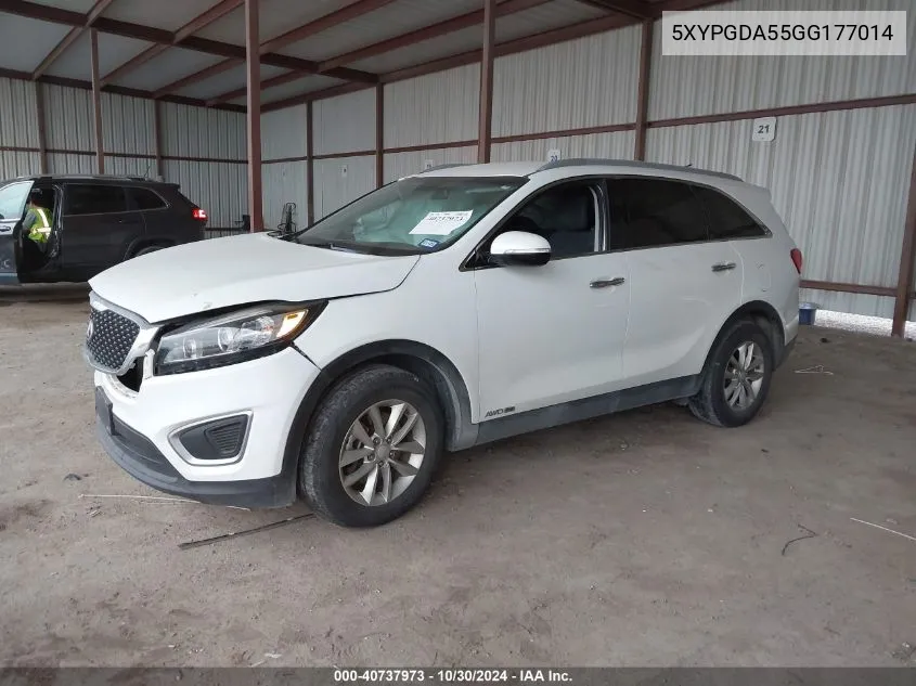 2016 Kia Sorento 3.3L Lx VIN: 5XYPGDA55GG177014 Lot: 40737973