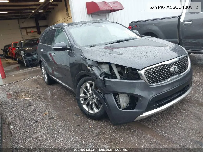 2016 Kia Sorento 3.3L Sxl VIN: 5XYPK4A56GG100912 Lot: 40793823