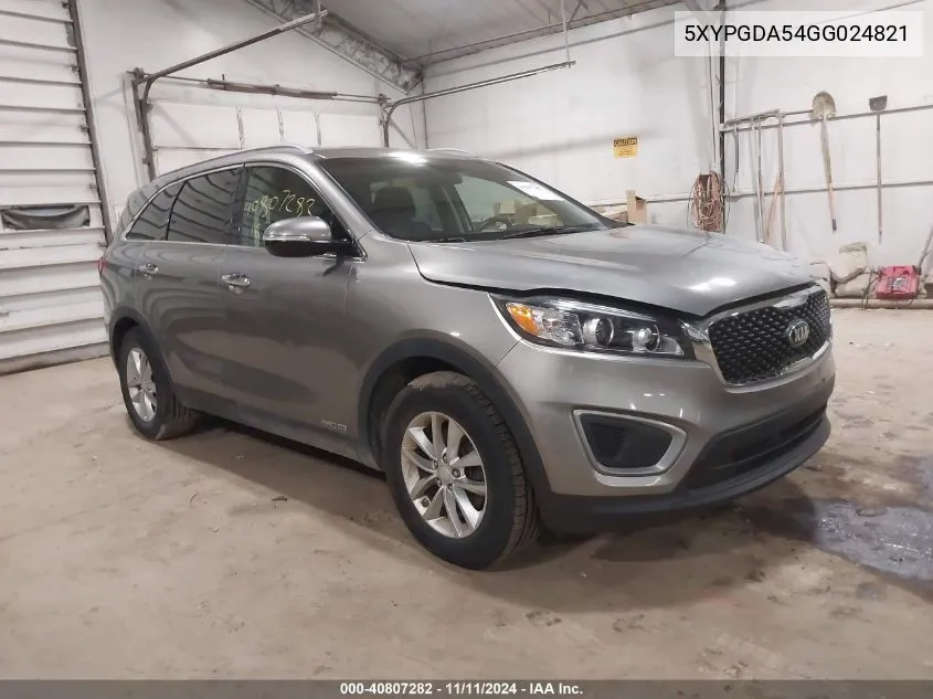 2016 Kia Sorento 3.3L Lx VIN: 5XYPGDA54GG024821 Lot: 40807282