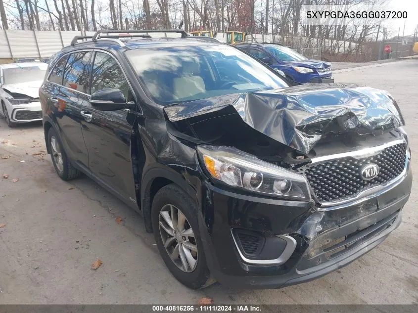 2016 Kia Sorento 2.4L Lx VIN: 5XYPGDA36GG037200 Lot: 40816256