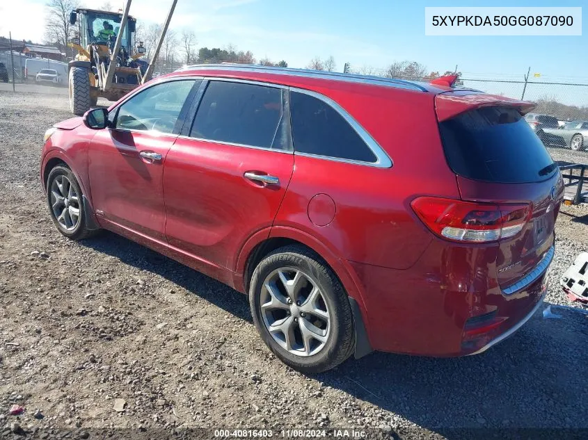 2016 Kia Sorento 3.3L Sx VIN: 5XYPKDA50GG087090 Lot: 40816403