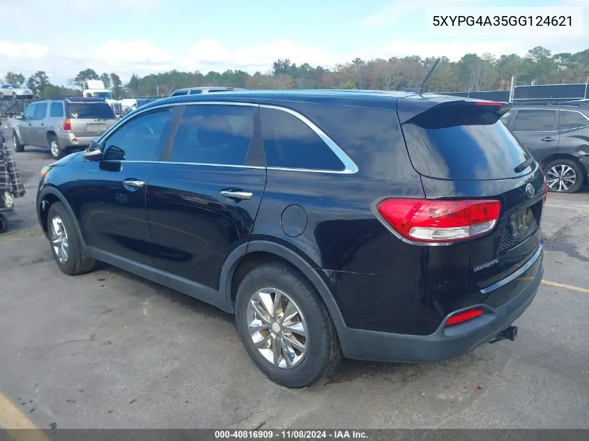 2016 Kia Sorento 2.4L L VIN: 5XYPG4A35GG124621 Lot: 40816909