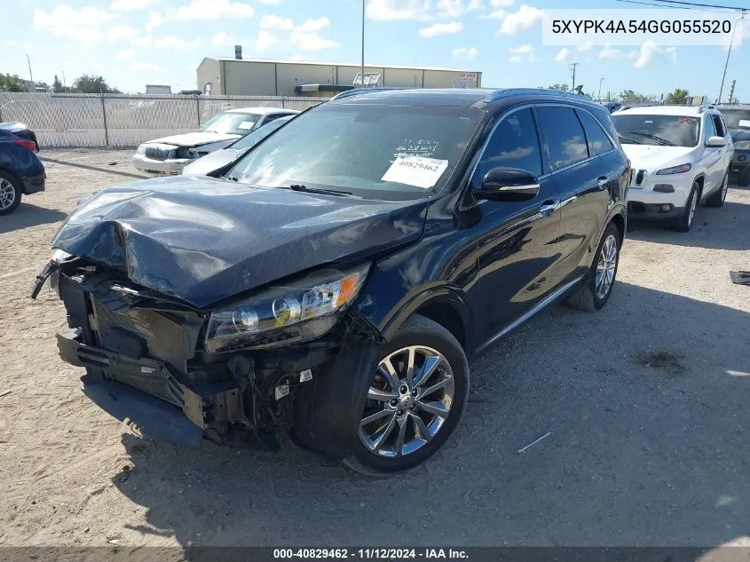 2016 Kia Sorento 3.3L Sxl VIN: 5XYPK4A54GG055520 Lot: 40829462