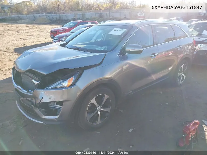 2016 Kia Sorento 3.3L Ex VIN: 5XYPHDA59GG161847 Lot: 40830166