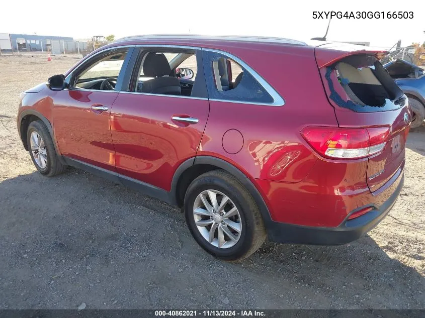 2016 Kia Sorento 2.4L Lx VIN: 5XYPG4A30GG166503 Lot: 40862021