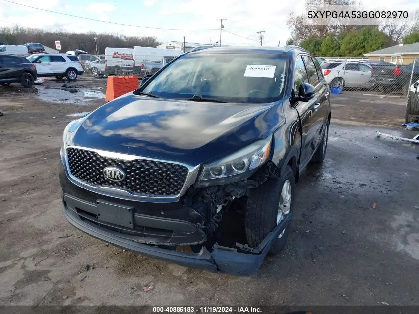 2016 Kia Sorento 3.3L Lx VIN: 5XYPG4A53GG082970 Lot: 40885183