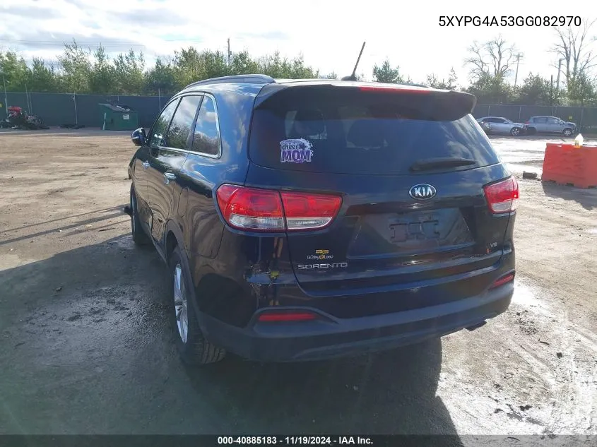 2016 Kia Sorento 3.3L Lx VIN: 5XYPG4A53GG082970 Lot: 40885183