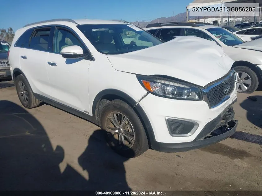 2016 Kia Sorento 2.4L Lx VIN: 5XYPGDA31GG056205 Lot: 40909880