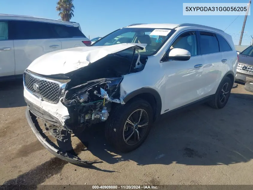 2016 Kia Sorento 2.4L Lx VIN: 5XYPGDA31GG056205 Lot: 40909880