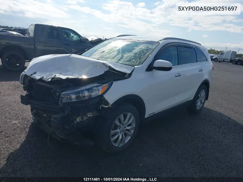 2017 Kia Sorento Lx/L VIN: 5XYPGDA50HG251697 Lot: 12111481