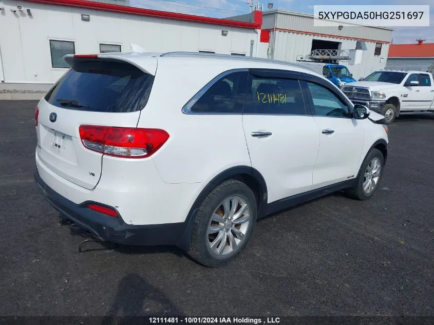 2017 Kia Sorento Lx/L VIN: 5XYPGDA50HG251697 Lot: 12111481