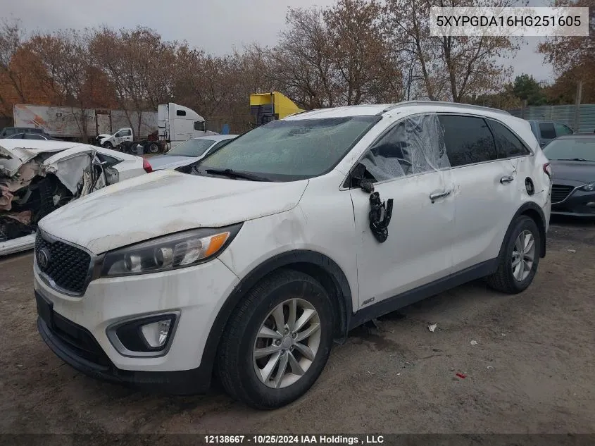 2017 Kia Sorento VIN: 5XYPGDA16HG251605 Lot: 12138667