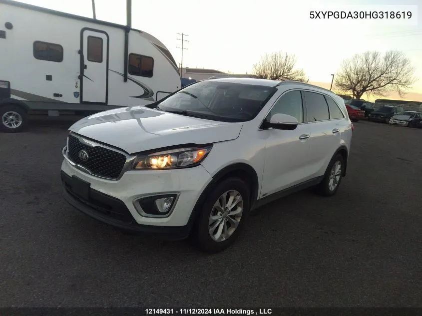 2017 Kia Sorento VIN: 5XYPGDA30HG318619 Lot: 12149431