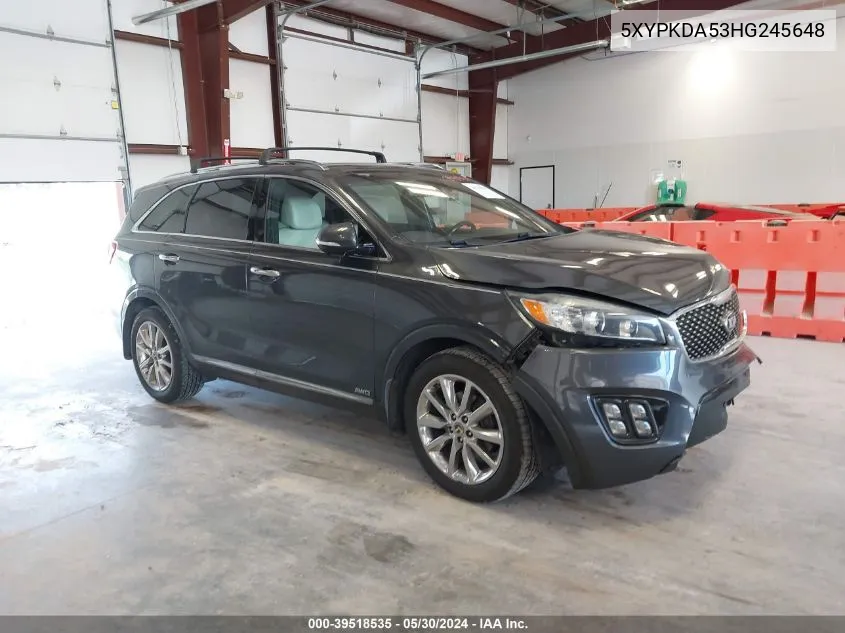 5XYPKDA53HG245648 2017 Kia Sorento 3.3L Sxl