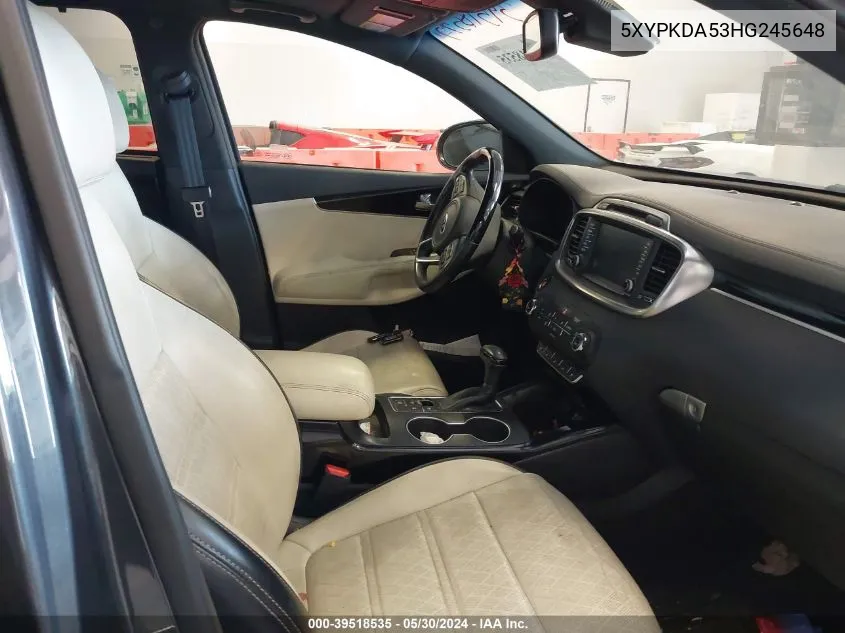 5XYPKDA53HG245648 2017 Kia Sorento 3.3L Sxl