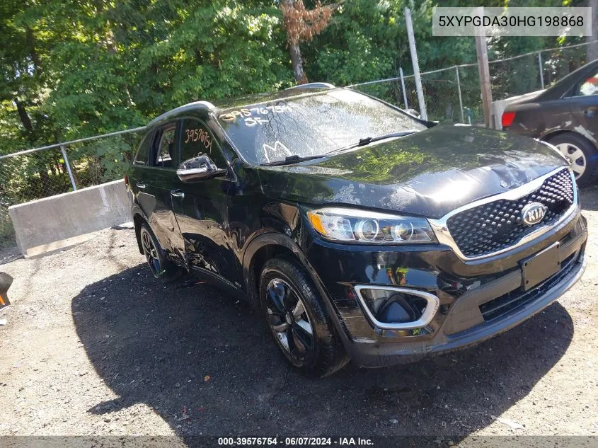 2017 Kia Sorento 2.4L Lx VIN: 5XYPGDA30HG198868 Lot: 39576754