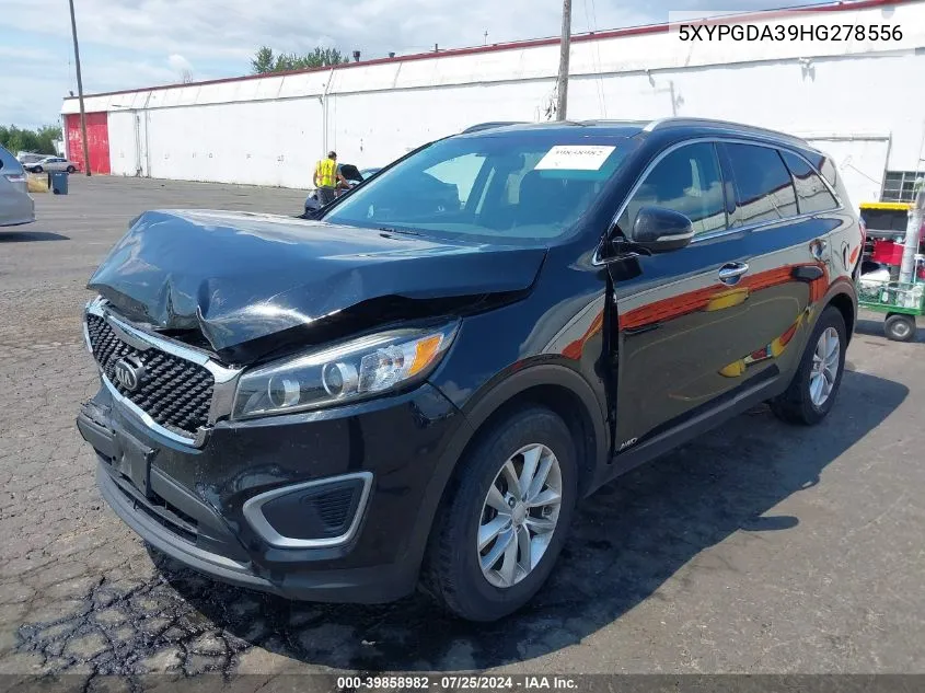 2017 Kia Sorento 2.4L Lx VIN: 5XYPGDA39HG278556 Lot: 39858982