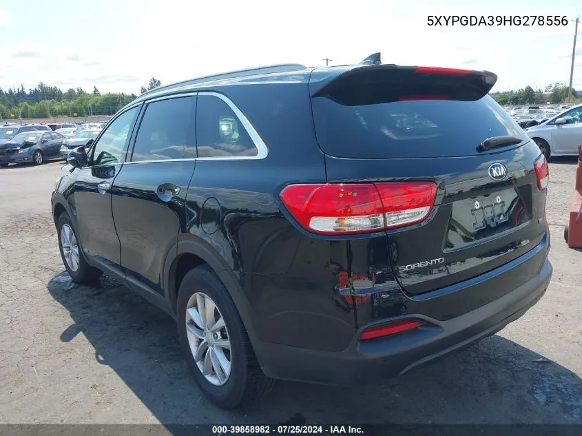 5XYPGDA39HG278556 2017 Kia Sorento 2.4L Lx