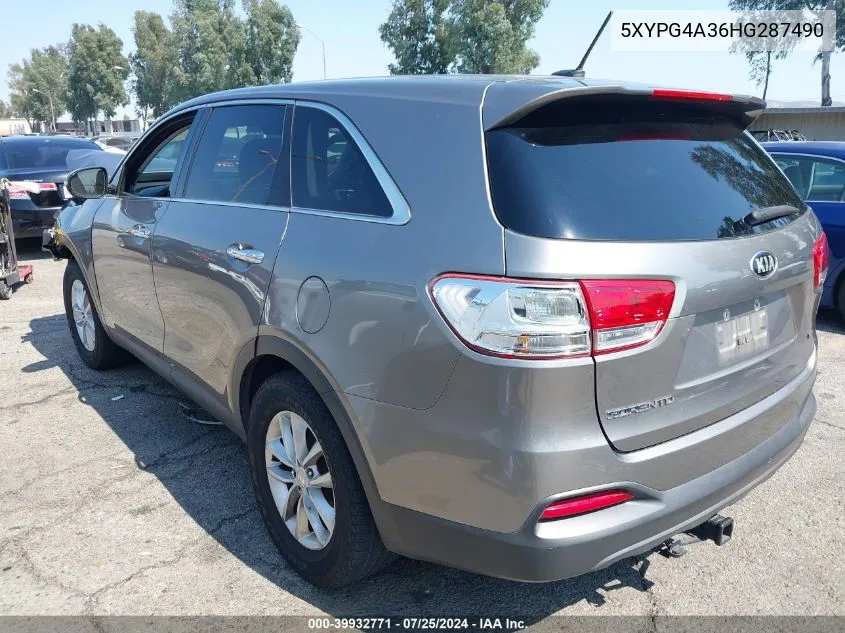 5XYPG4A36HG287490 2017 Kia Sorento 2.4L L