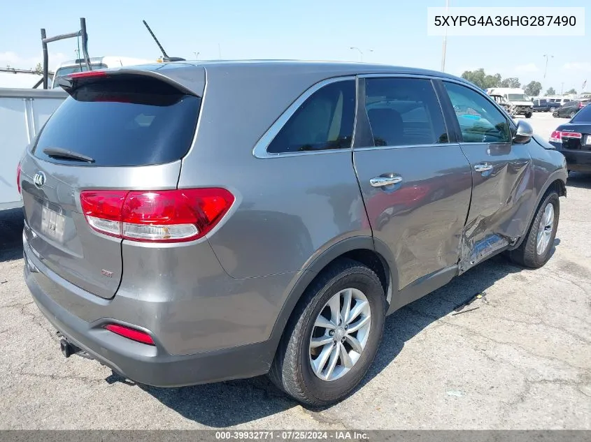 5XYPG4A36HG287490 2017 Kia Sorento 2.4L L