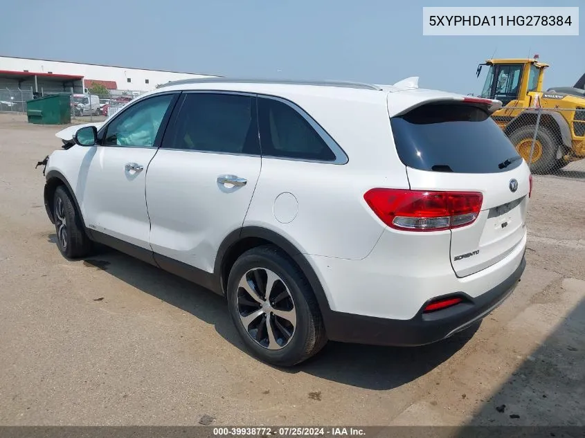 5XYPHDA11HG278384 2017 Kia Sorento 2.0T Ex