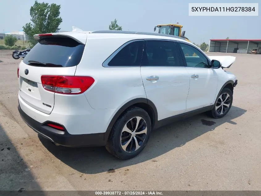 5XYPHDA11HG278384 2017 Kia Sorento 2.0T Ex