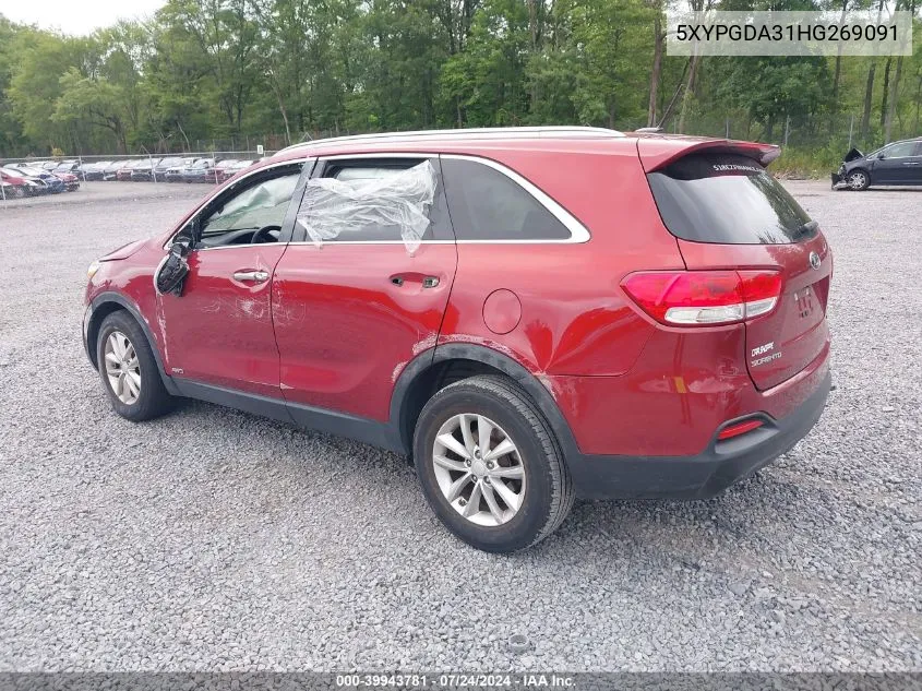 5XYPGDA31HG269091 2017 Kia Sorento 2.4L Lx