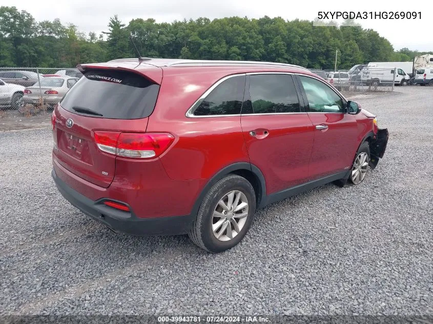 5XYPGDA31HG269091 2017 Kia Sorento 2.4L Lx