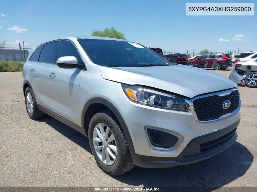 2017 Kia Sorento 2.4L L VIN: 5XYPG4A3XHG259000 Lot: 39977112