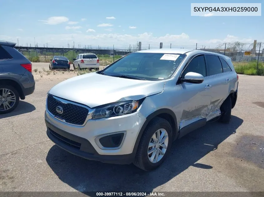 2017 Kia Sorento 2.4L L VIN: 5XYPG4A3XHG259000 Lot: 39977112