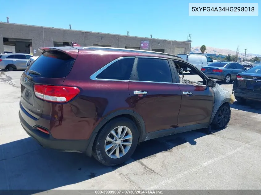 5XYPG4A34HG298018 2017 Kia Sorento 2.4L Lx