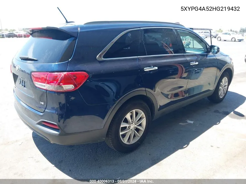 5XYPG4A52HG219432 2017 Kia Sorento 3.3L Lx