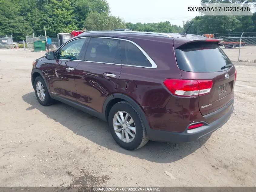 5XYPGDA57HG235478 2017 Kia Sorento 3.3L Lx