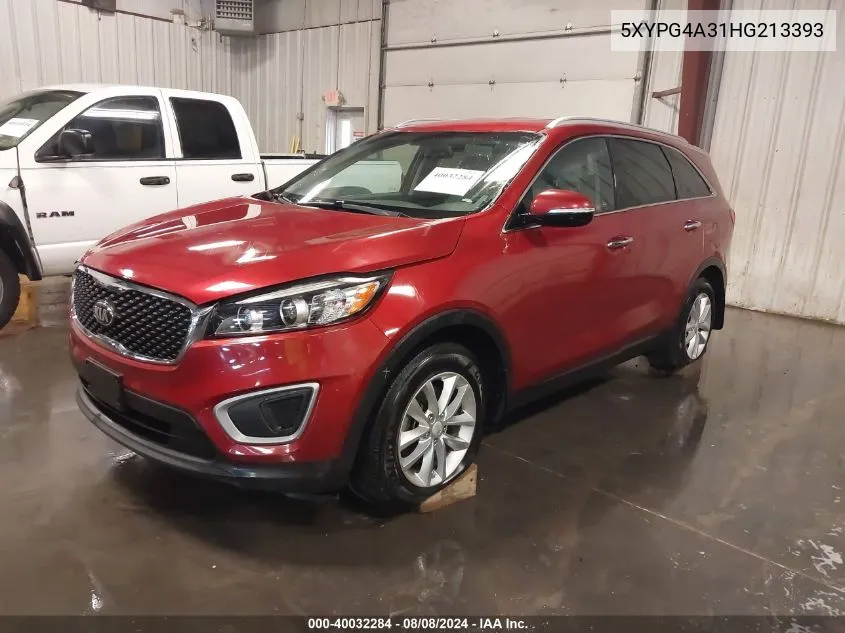 2017 Kia Sorento 2.4L Lx VIN: 5XYPG4A31HG213393 Lot: 40032284