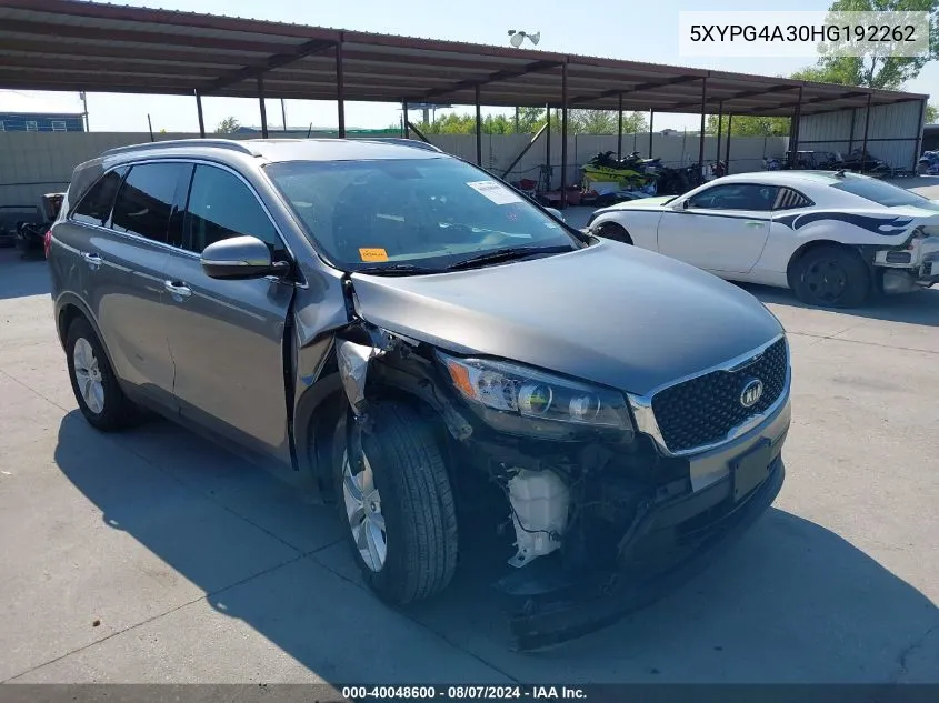 5XYPG4A30HG192262 2017 Kia Sorento 2.4L Lx