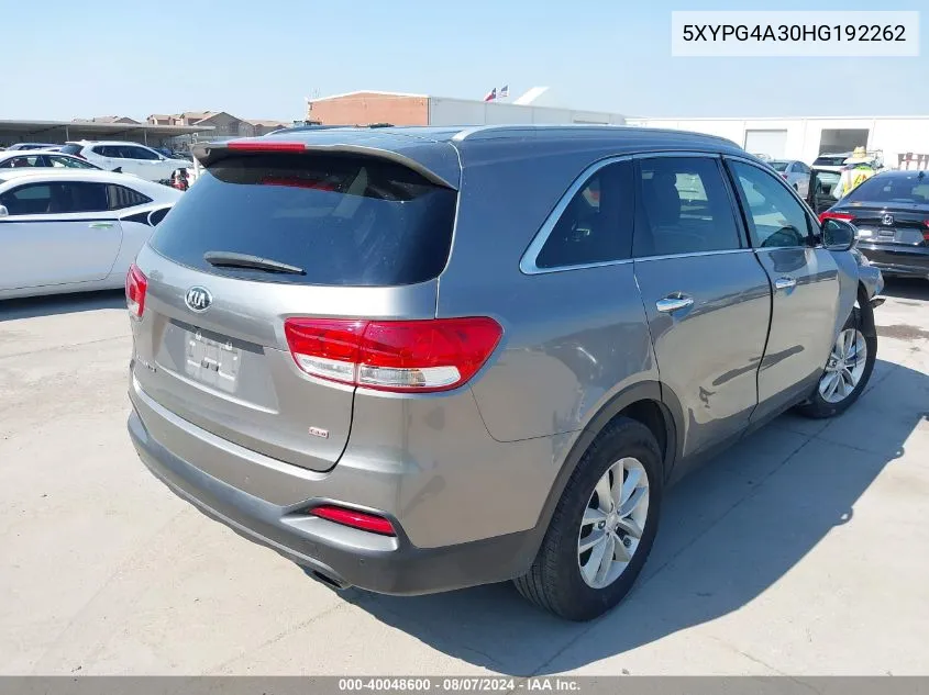 5XYPG4A30HG192262 2017 Kia Sorento 2.4L Lx