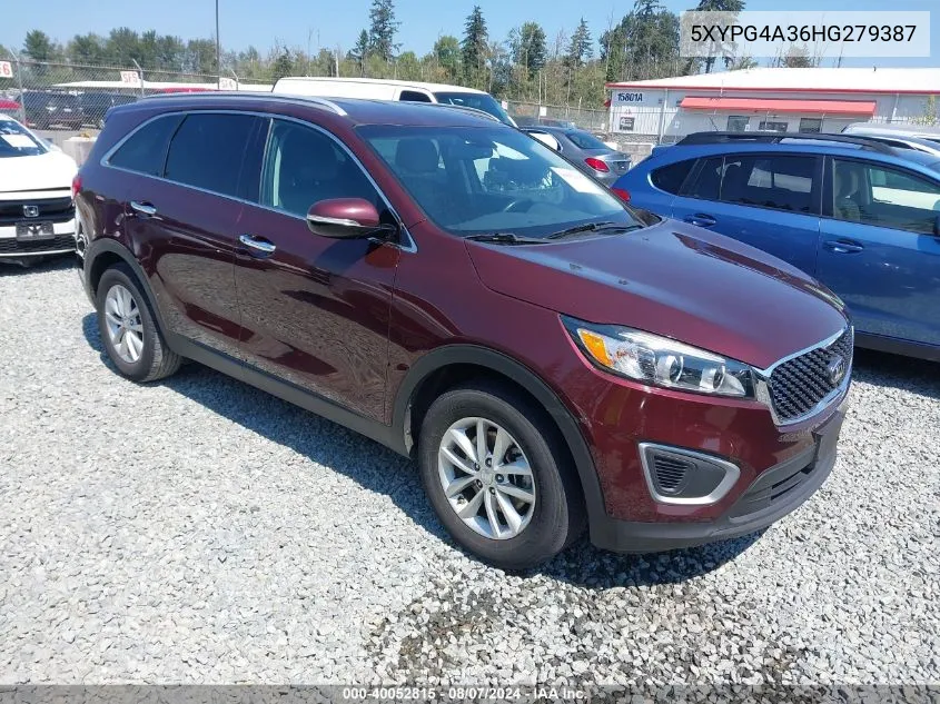 2017 Kia Sorento 2.4L Lx VIN: 5XYPG4A36HG279387 Lot: 40052815