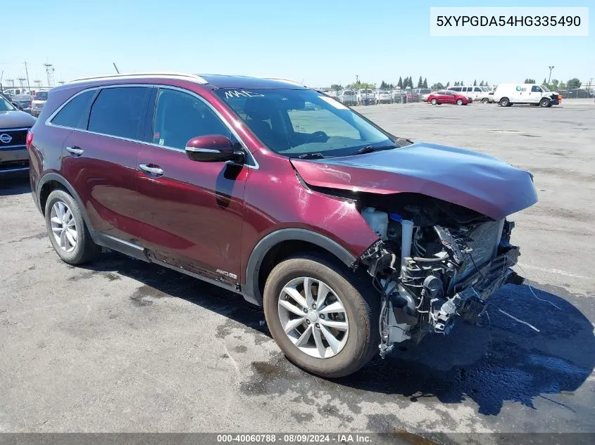 5XYPGDA54HG335490 2017 Kia Sorento 3.3L Lx