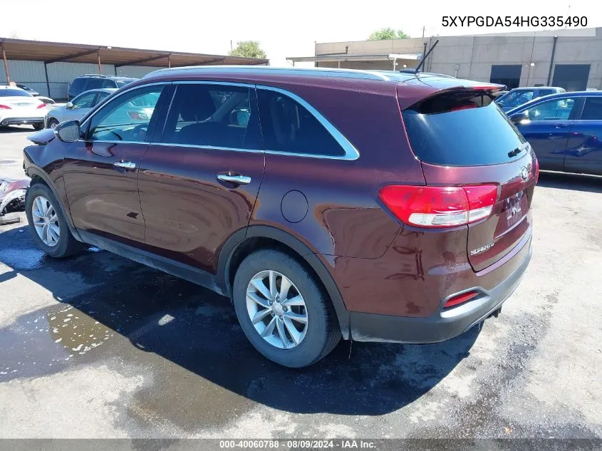 5XYPGDA54HG335490 2017 Kia Sorento 3.3L Lx