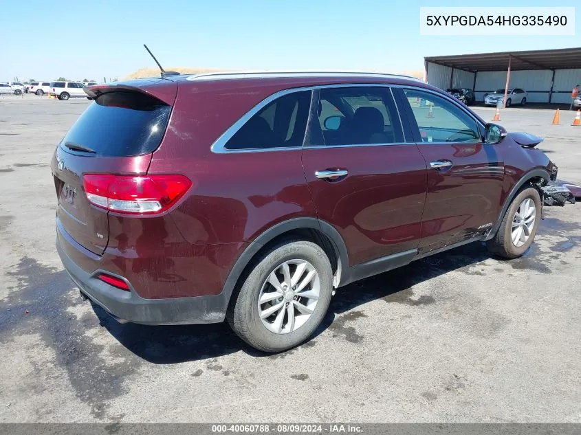 5XYPGDA54HG335490 2017 Kia Sorento 3.3L Lx