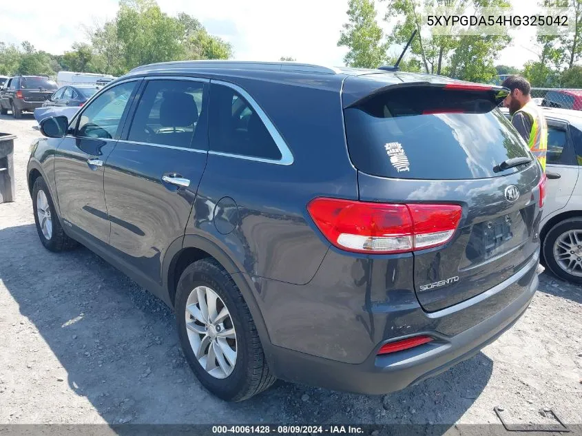 2017 Kia Sorento 3.3L Lx VIN: 5XYPGDA54HG325042 Lot: 40061428