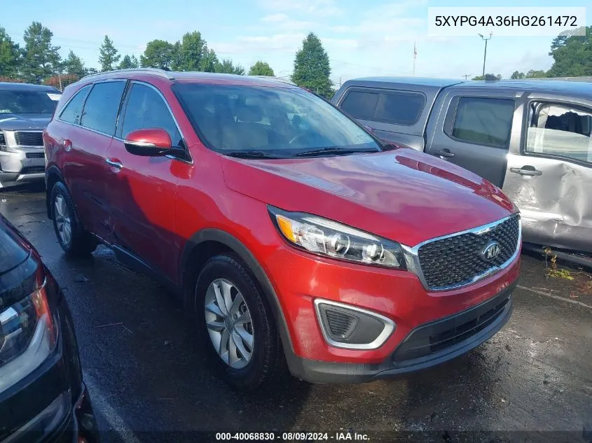 5XYPG4A36HG261472 2017 Kia Sorento 2.4L Lx