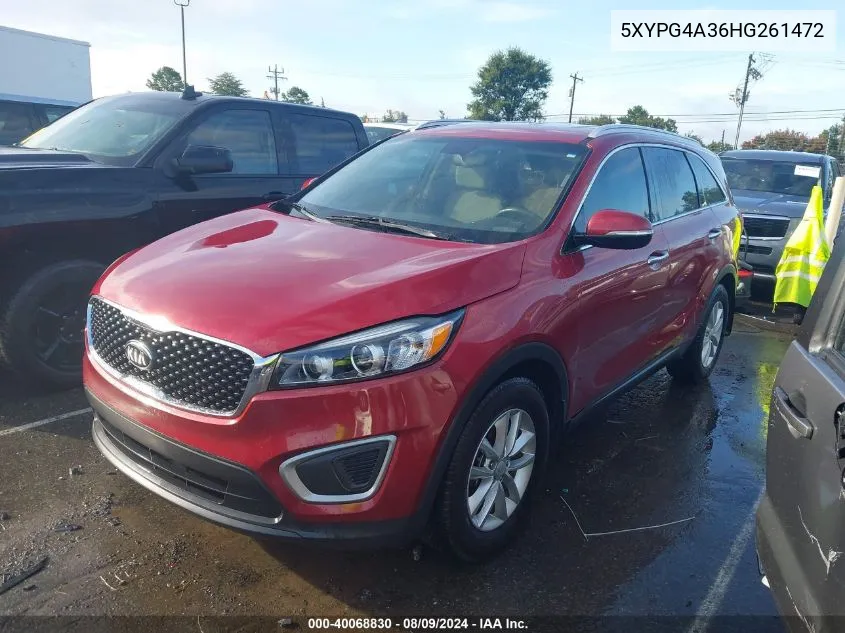 5XYPG4A36HG261472 2017 Kia Sorento 2.4L Lx