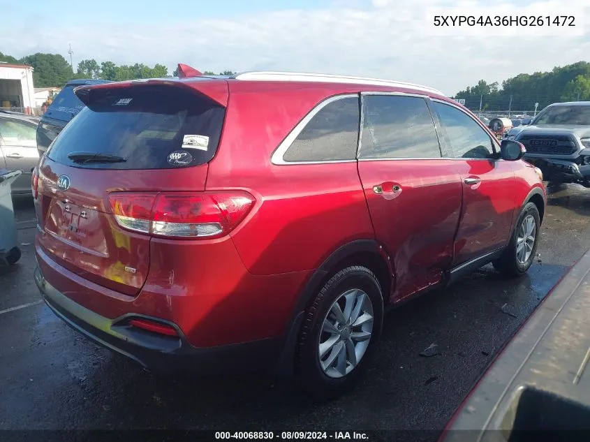 5XYPG4A36HG261472 2017 Kia Sorento 2.4L Lx