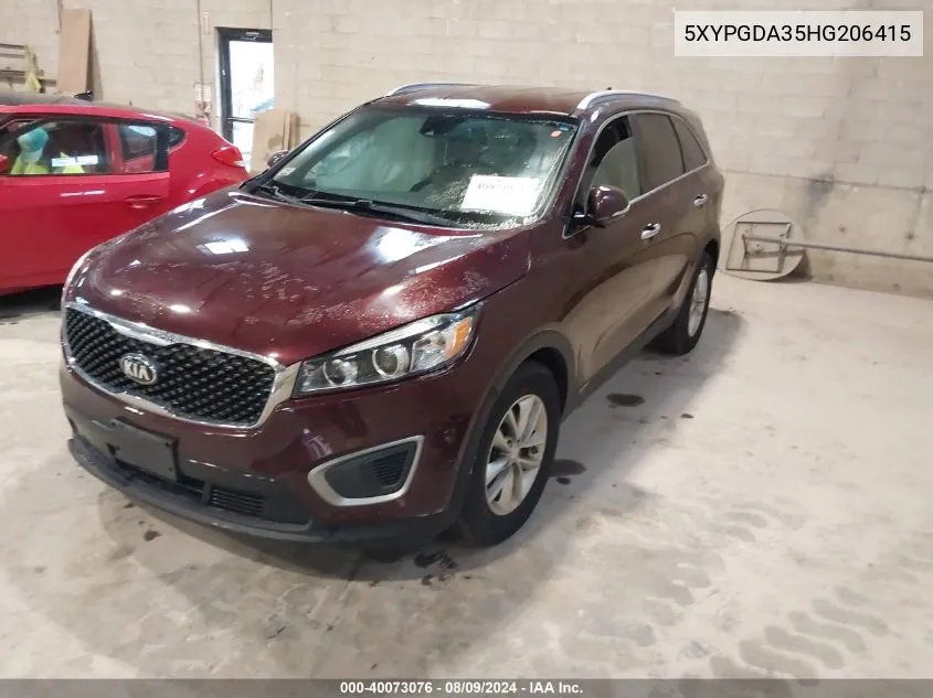 5XYPGDA35HG206415 2017 Kia Sorento 2.4L Lx